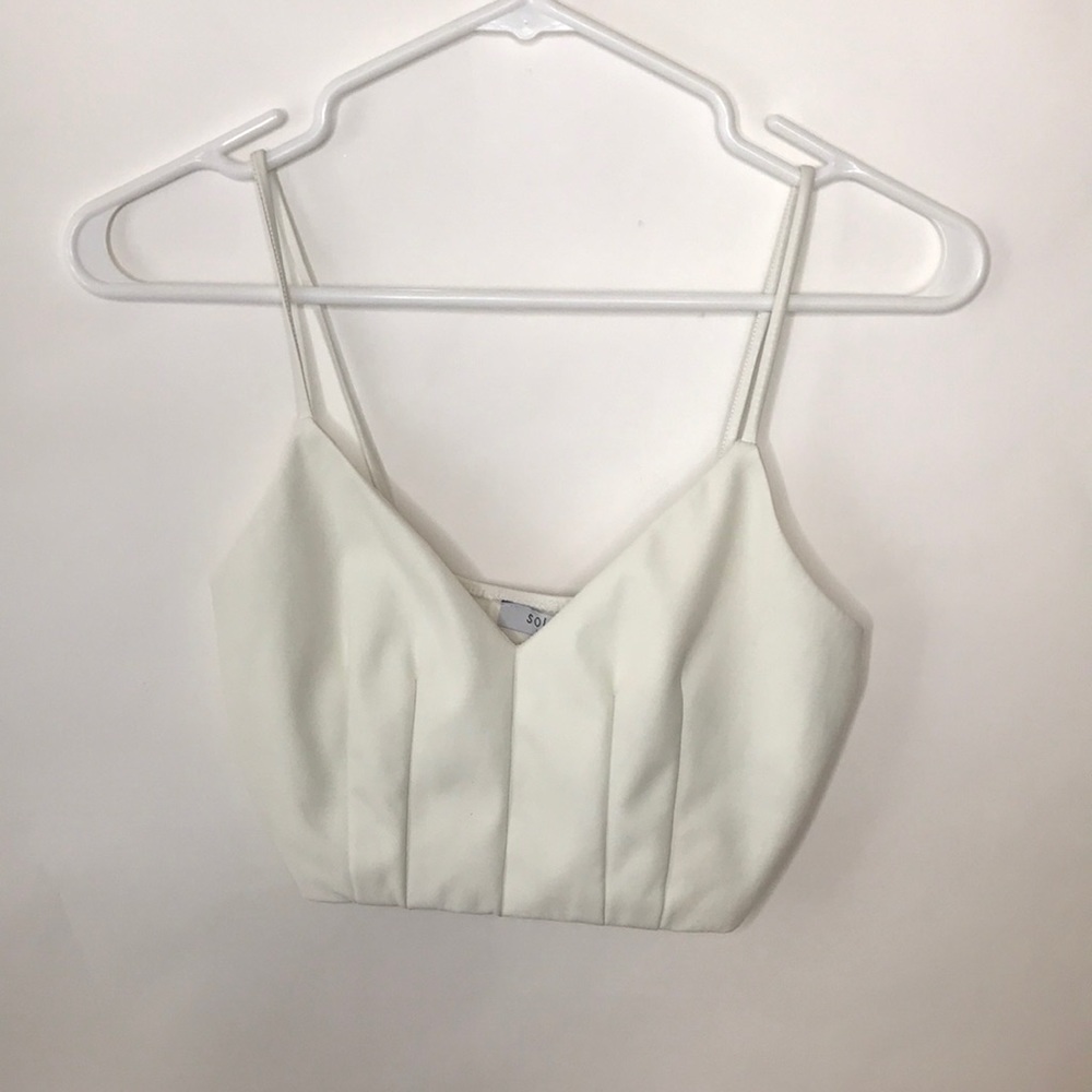 White leatherette crop top